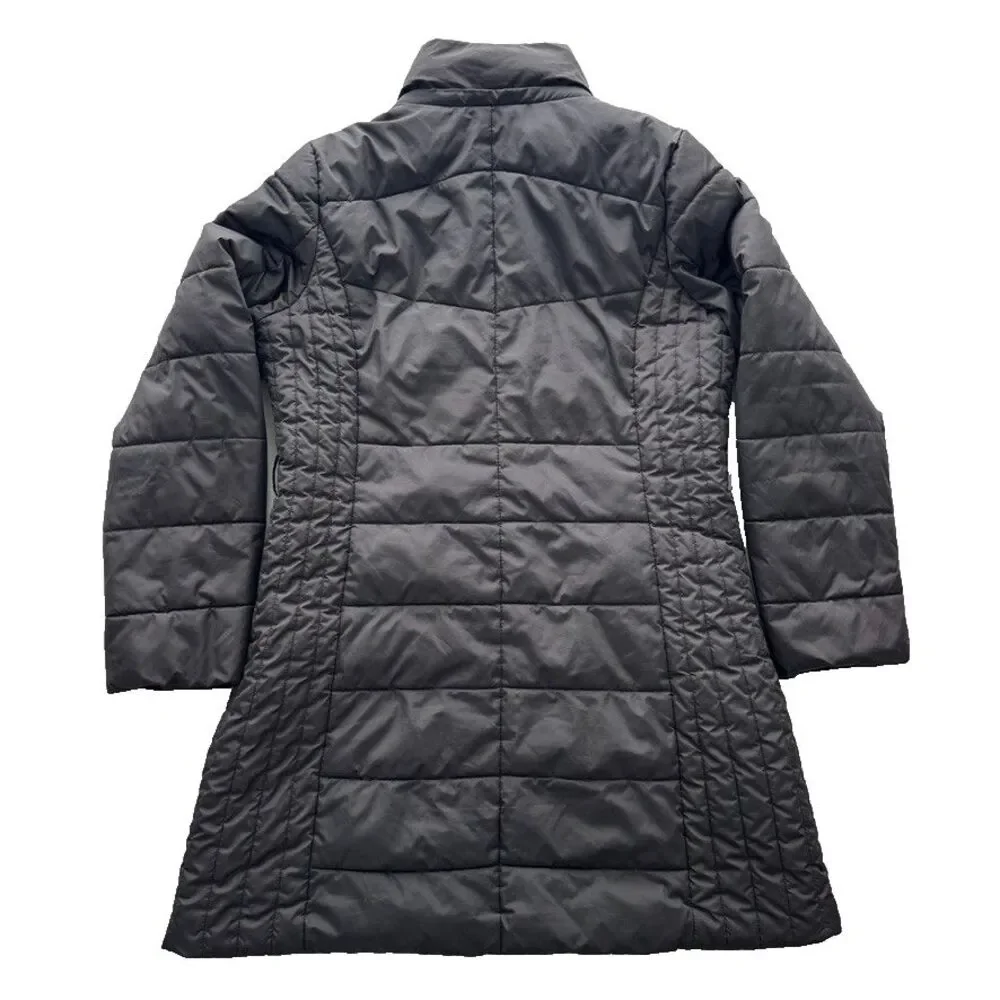 Laundry By Design Long Quilted Puffer Coat Black Faux Fur Hood Women's L Good - Picture 2 of 12
